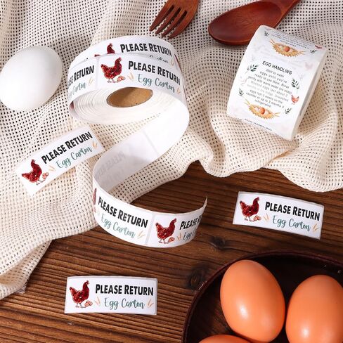 1000Pcs Fresh Farm Egg Packaging Set Include 500Pcs Market Egg Handling Stickers Unwashed Egg Sticker Labels,500Pcs Please Return Egg Carton Labels Stickers Roll for Chicken Quail Farmhouse in Kuwait