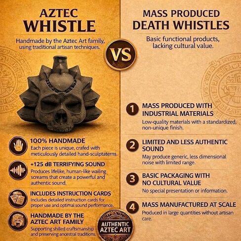 – Aztec Death Whistle Loudest Over 125 dB – Handmade Aztek Death Whistles for Ritual Decor, Halloween, Collectors, and Weird Instruments – Aztec Clay Skull Whistle with Realistic Scream Sound in Kuwait