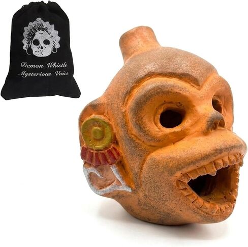Aztec Death Whistle, Screaming Howler Monkey Totem, Authentic Mayan Ceramic Clay Patina, Loud 125dB+ Primal Roar for Halloween Pranks, Survival & Collector Gifts in Kuwait