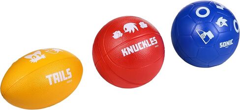 Voyager Sonic the Hedgehog Foam Ball Set for Kids, Includes Sonic Soccer Ball Tails Football Knuckles Basketball, Soft Indoor Outdoor Sports Play Balls with Extra Grip (3 Pack) in Kuwait
