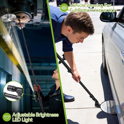 8 Inch Under Vehicle Inspection Mirrors, 17"-49" (43-124cm) Telescopic Under Vehicle Inspection Mirror with Flashlight and Storage Bag, for Security Check on Cars, Trucks and Equipment in Kuwait