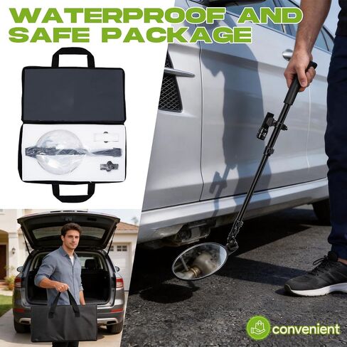 8 Inch Under Vehicle Inspection Mirrors, 17"-49" (43-124cm) Telescopic Under Vehicle Inspection Mirror with Flashlight and Storage Bag, for Security Check on Cars, Trucks and Equipment in Kuwait