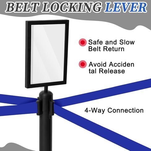 Therwen 6 Pack 9.8 ft Heavy Duty Crowd Control Stanchions Stainless Steel Stanchion Set with 6 Safety Barrier Post with Retractable Blue Belt and 1 Sign Holder Crowd Control Barrier in Kuwait