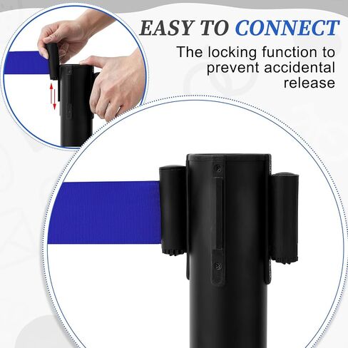 Therwen 6 Pack 9.8 ft Heavy Duty Crowd Control Stanchions Stainless Steel Stanchion Set with 6 Safety Barrier Post with Retractable Blue Belt and 1 Sign Holder Crowd Control Barrier in Kuwait