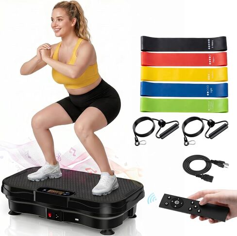 Vibration Plate Exercise Machine, 200 Speed Levels Full Body Workout Bluetooth Vibrating Plate for Lymphatic Drainage Weight Loss Fitness, 450 Lbs Capacity Shake Board for Gym/Home/Office in Kuwait