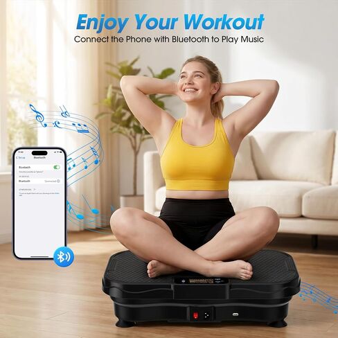Vibration Plate Exercise Machine, 200 Speed Levels Full Body Workout Bluetooth Vibrating Plate for Lymphatic Drainage Weight Loss Fitness, 450 Lbs Capacity Shake Board for Gym/Home/Office in Kuwait