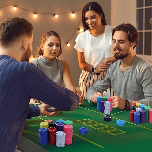 300 قطعة من رقائق البوكر البلاستيكية من Coopay لتكساس هولديم، بلاك جاك، مجموعة رقائق البوكر مع حواف مخططة للنرد للعبة لوحة البطاقات، نادي البطاقات في وقت متأخر من الليل، مستلزمات الحفلات ذات الطابع المنزلي (متعددة الألوان) in Kuwait