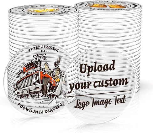 Custom Acrylic Poker Chips - Personalized 40/50mm Clear Tokens with Double-Sided Full Color Print, Customizable Text/Image for Business Cards, Corporate Events, Drink Tickets in Kuwait