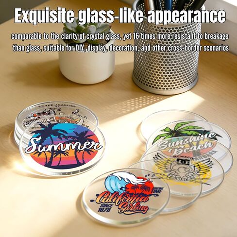 Custom Acrylic Poker Chips - Personalized 40/50mm Clear Tokens with Double-Sided Full Color Print, Customizable Text/Image for Business Cards, Corporate Events, Drink Tickets in Kuwait
