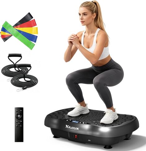 Vibration Plate Exercise Machine, 130 Levels Waver Vibration Plate with Resistance Bands & Bluetooth, Full Body Workout Vibration Plate Machine, Vibration Board for Home Fitness and Exercise in Kuwait