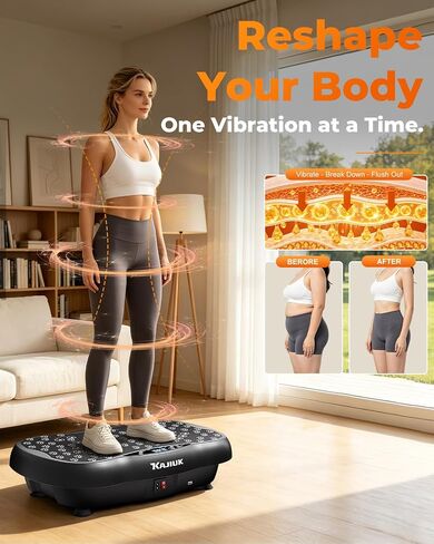 Vibration Plate Exercise Machine, 130 Levels Waver Vibration Plate with Resistance Bands & Bluetooth, Full Body Workout Vibration Plate Machine, Vibration Board for Home Fitness and Exercise in Kuwait