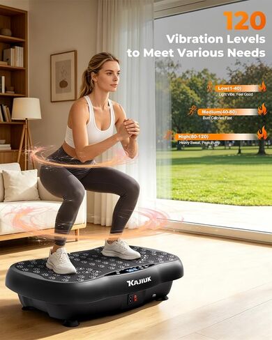 Vibration Plate Exercise Machine, 130 Levels Waver Vibration Plate with Resistance Bands & Bluetooth, Full Body Workout Vibration Plate Machine, Vibration Board for Home Fitness and Exercise in Kuwait