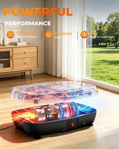 Vibration Plate Exercise Machine, 130 Levels Waver Vibration Plate with Resistance Bands & Bluetooth, Full Body Workout Vibration Plate Machine, Vibration Board for Home Fitness and Exercise in Kuwait