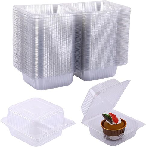100-Pack Clear Plastic Containers, Lightweight Disposable Lidded Food Boxes, Suitable for Burgers, Salads, Sandwiches, Desserts in Kuwait