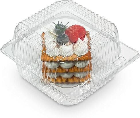 100-Pack Clear Plastic Containers, Lightweight Disposable Lidded Food Boxes, Suitable for Burgers, Salads, Sandwiches, Desserts in Kuwait