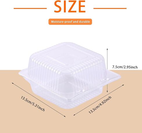 100-Pack Clear Plastic Containers, Lightweight Disposable Lidded Food Boxes, Suitable for Burgers, Salads, Sandwiches, Desserts in Kuwait