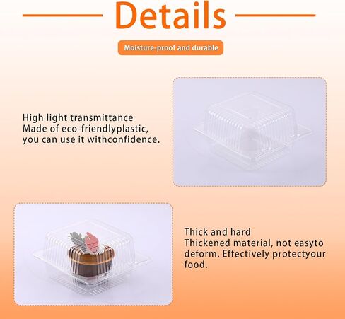 100-Pack Clear Plastic Containers, Lightweight Disposable Lidded Food Boxes, Suitable for Burgers, Salads, Sandwiches, Desserts in Kuwait