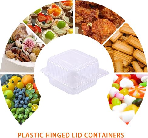 100-Pack Clear Plastic Containers, Lightweight Disposable Lidded Food Boxes, Suitable for Burgers, Salads, Sandwiches, Desserts in Kuwait