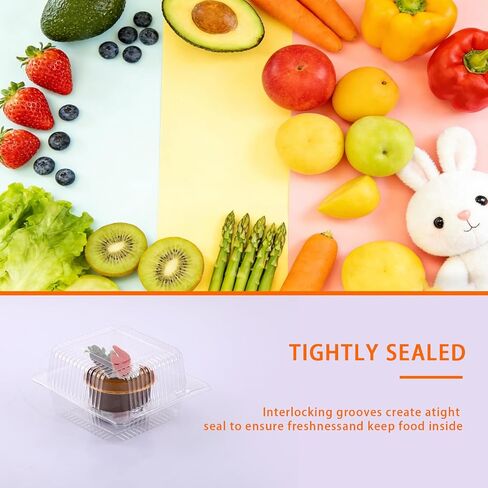 100-Pack Clear Plastic Containers, Lightweight Disposable Lidded Food Boxes, Suitable for Burgers, Salads, Sandwiches, Desserts in Kuwait