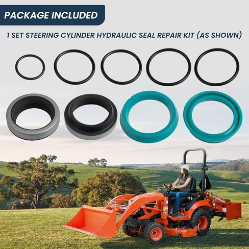 طقم إصلاح الختم الهيدروليكي لأسطوانة التوجيه متوافق مع Kubota BX1800D، BX1830D، BX2200D، BX2230، BX2230D، BX22D، BX23D يستبدل K2561-16600، K2561-16560 in Kuwait