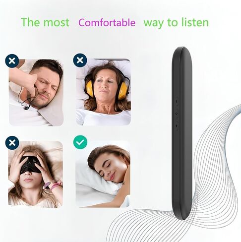 Private Mini Under Pillow Speaker Bluetooth for Sleeping, Portable Bone Conduction Technology with Volume Control/TF Function, Wireless White Noise/Sleep Aid (Black) in Kuwait