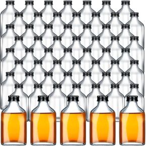 Patelai Mini Liquor Bottles Reusable Glass Flask Bottles with Black Caps Clear Empty Alcohol Shot Bottles Small Champagne Bottles DIY Gift for Valentine Birthday Weddings Party Favors(50 ml, 32 Pcs) in Kuwait