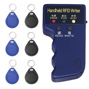 ناسخة محمولة، قارئ RFID، إعادة كتابة 125 كيلو هرتز، ناسخة بطاقة الهوية الذكية، قارئ التحكم الذكي في الوصول، يتضمن 6 قطع سلاسل مفاتيح T5577 فارغة قابلة للكتابة in Kuwait