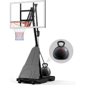 Yohood كرة السلة هوب في الهواء الطلق 44 "Pro-Bounce المحمولة 5.6-10ft قابل للتعديل | لوحة خلفية شفافة للكمبيوتر الشخصي، رافعة سريعة لجميع الأعمار، قاعدة مزدوجة الدعامة للممر، عجلات متنقلة داخلية في الفناء الخلفي in Kuwait