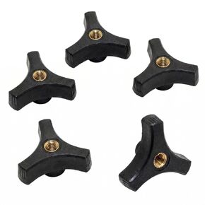 Black Plastic knob, 3/8-16 Three-Prong Wing nut, 2-inch Diameter, with Brass Insert (Pack of 5) in Kuwait
