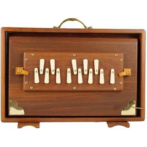Traditional Wooden Shruti Box with Brass Reeds, Multi-fold Bellows, Brown, 14 x 9 x 4 Inches in Saudi Arabia