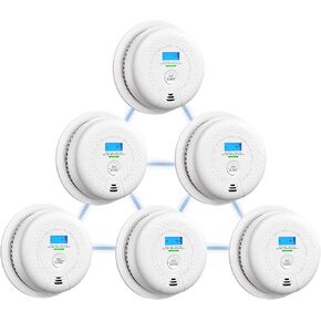 X-Sense Interconnected Smoke and CO Detector Combo, SC01-W, 6-Pack | 10-Year Sealed Battery (Not Hardwired), Whole-Home Wireless Interconnection, UL 217 & UL 2034 Certified in Kuwait