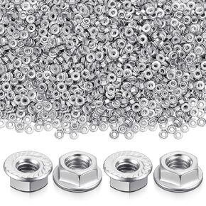 Hicarer 1000 Pack 1/4-20 Zinc Plated Serrated Flange Hex Lock Nuts, Serrated Flange 1/4-20 Hex Lock Nuts Locknuts Replacement Bright Finish Corrosion-Resistant in Kuwait