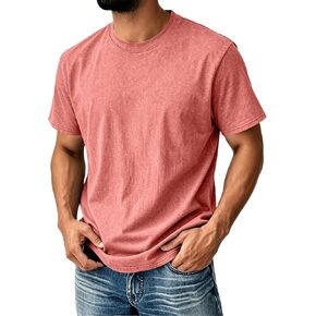 2026 Oversized Tshirts for Men Short Sleeve Crewneck Vintage Washed Plain Loose Summer Casual Basic Tees in Kuwait