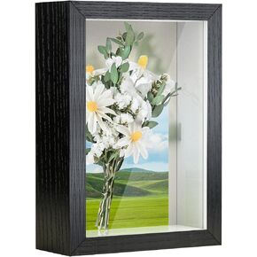 Anhow 2pcs 4x6 Shadow Box Frame Display Case, 3D Picture Frame with Deep Wood &Transparent Glass, Display Case Box for Photos, Memorabilia, Crafts, Souvenir, Wedding Memories, Baby Items - White in Kuwait