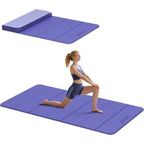 HAHE Foldable Yoga Exercise Mat, 74"Lx32"Wx1/3"Thick, TPE Multi-purpose Workout Mats with Non-slip Surface, Portable for Yoga/Pilates/Studio/Home Gym in Kuwait