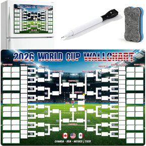 2026 World Cup Schedule Poster, Waterproof Dry Erase Thick Magnetic Set 48-Team Match Fixtures World Cup 2026 Merchandise Soccer Fan Gift Home Decor 1.31x0.98In in Saudi Arabia