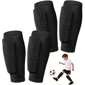 2 Pairs Soccer Shin Guards for Kids Youth Adult, Ski Shin Pads Calf Compression Sleeve with Honeycomb Pads, Protective Shin Defender for Boys Girls Football Baseball in Saudi Arabia