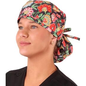 Sparkling EARTH Big Hair Ponytail Classic Surgical Style Scrub Working Cap - Made in The USA! in Kuwait