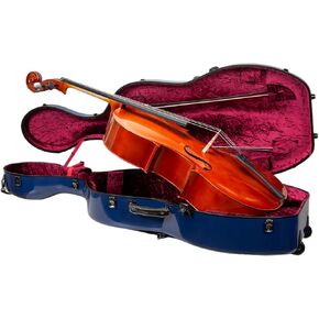 Crossrock Fiberglass 4/4 Cello Case with Wheels — Enlarged Interior Fits More Cellos | TSA Lock, Backpack Straps, Music Pouch & 3 Handles | Waterproof Hardshell — Navy Blue (CRF2030CEFNVBL) in Kuwait