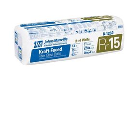 Johns Manville 678 SQFT 10 Bags of R 15 Kraft Faced 15 by 93 Fiberglass Batts Fits 2X4 Exterior Walls in Kuwait
