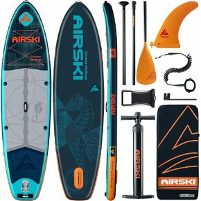 11'x34'' Extra Wide Inflatable Paddle Board, Stand-up Paddleboard for Adults, 420lb Capacity, Anti-Slip EVA, Stand-up Paddle Board for Yoga/Fishing/Family, US Fin, High-Pressure Pump, 100L Bag in Saudi Arabia