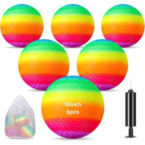 Hanaive 6 Pcs Kickballs 10 Inch Playground Ball Rubber Inflatable Dodgeball with Pump and Storage Bag Bouncy Kickball for Adults Sports Outdoor Activities(Rainbow) in Kuwait