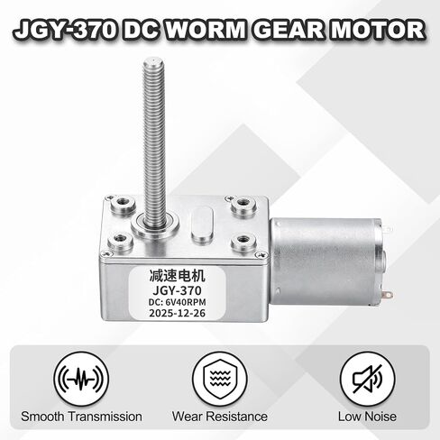 MECCANIXITY JGY-370 6V 40RPM DC Worm Gear Motor M6 Thread Shaft High Torque Turbine Worm Gear Box Reducer Electric Motor with Fastener L-Shaped Bracket for Ovens, Projectors in Kuwait