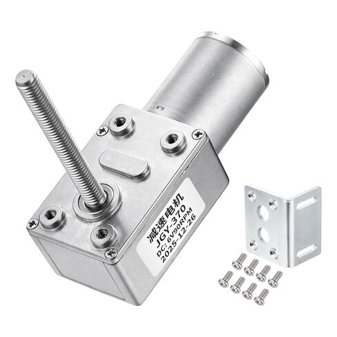 MECCANIXITY JGY-370 6V 90RPM DC Worm Gear Motor M6 Thread Shaft High Torque Turbine Worm Gear Box Reducer Electric Motor with Fastener L-Shaped Bracket for Ovens, Projectors in Kuwait