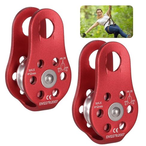 2 PCS Fixed Plate Micro Pulley, 26 KN General Purpose Small Aluminum Rope Pulleys for Climbing, Aloft Work, Rappelling, Rescue, Outdoor Activities in Kuwait