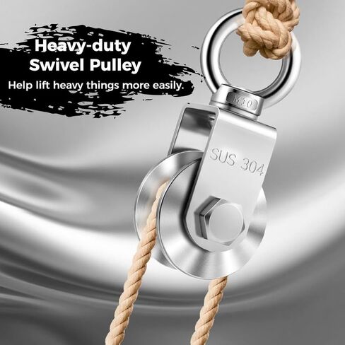 4 Pcs U Type Swivel Pulley, 304 Stainless Steel Heavy Duty Pulley Wheel, Super-Silent Duplex Bearing, 360 Rotation Detachable Traction Wheels in Kuwait