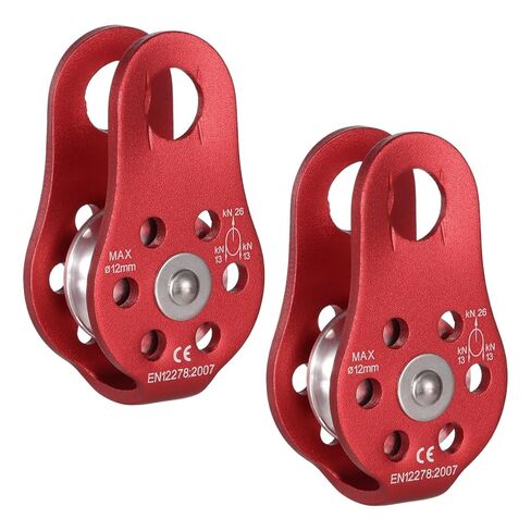 2 PCS Fixed Plate Micro Pulley, 26 KN Aluminum Rope Pulleys for Climbing, Aloft Work, Rappelling, Rescue, Outdoor Activities, Heavy Duty Small Pulleys in Kuwait