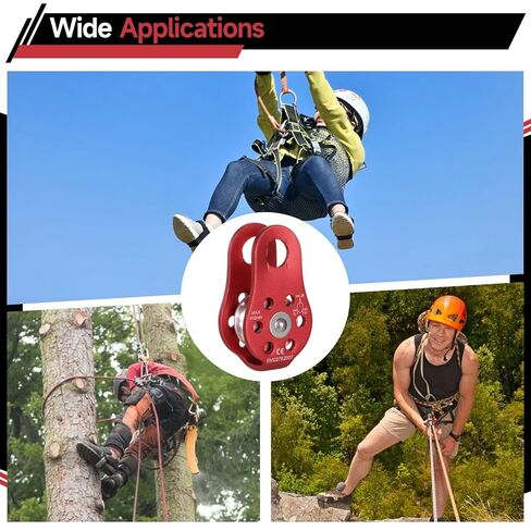 2 PCS Micro Pulley, 26 KN Fixed Plate Aluminum Rope Pulleys, Heavy Duty Small Pulleys for Climbing, Aloft Work, Rappelling, Rescue, Outdoor Activities in Kuwait