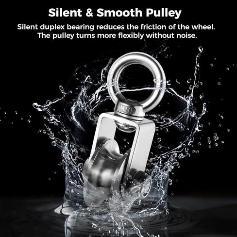 4 Pcs Swivel Pulley, U Type Swivel Pulleys with 304 Stainless Steel Pulley Wheel, Strong Pulley Traction Wheels, Super Silent Duplex Bearing, 360 Rotation Detachable Pulleys in Kuwait