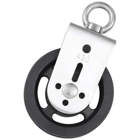 Swivel Wheel Gym Pulley Blocks, Heavy Duty for LAT System, 5.7 x 3.5 in / 14.5 x 8.8 cm Nylon Cable Pulley, 180° Rotation, Home Gym Wall Mount Pulley, DIY Fitness Equipment in Kuwait